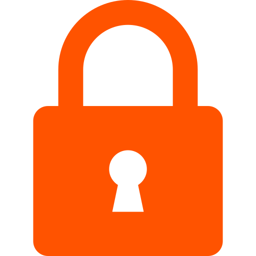 Cadenas orange avec une clé symbolisant la sécurité.